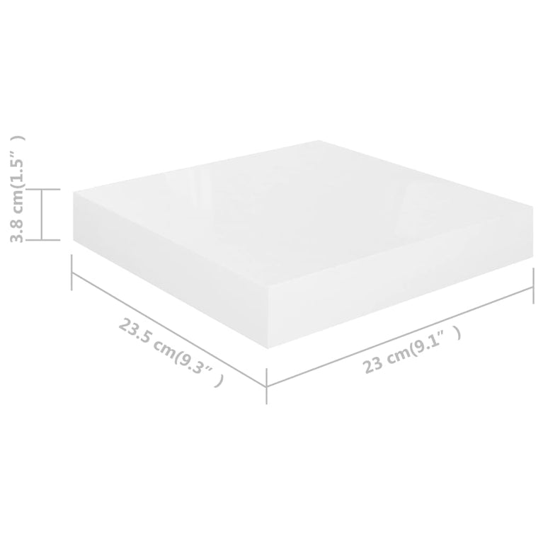 Wandschappen zwevend 2 st 23x23,5x3,8 cm MDF hoogglans wit MeubelReus