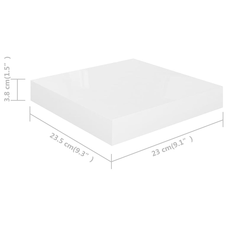 Wandschappen zwevend 4 st 23x23,5x3,8 cm MDF hoogglans wit MeubelReus