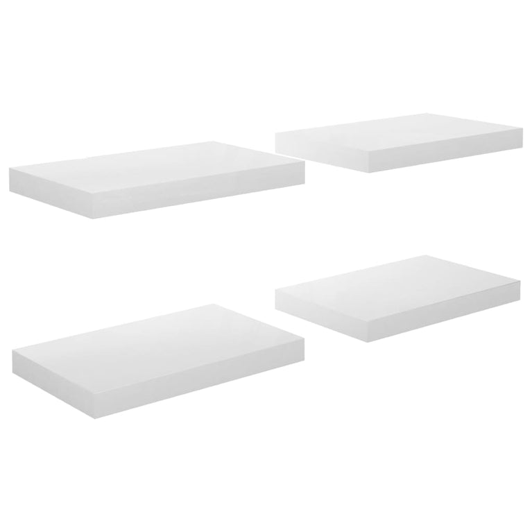 Wandschappen zwevend 4 st 40x23x3,8 cm MDF hoogglans wit MeubelReus