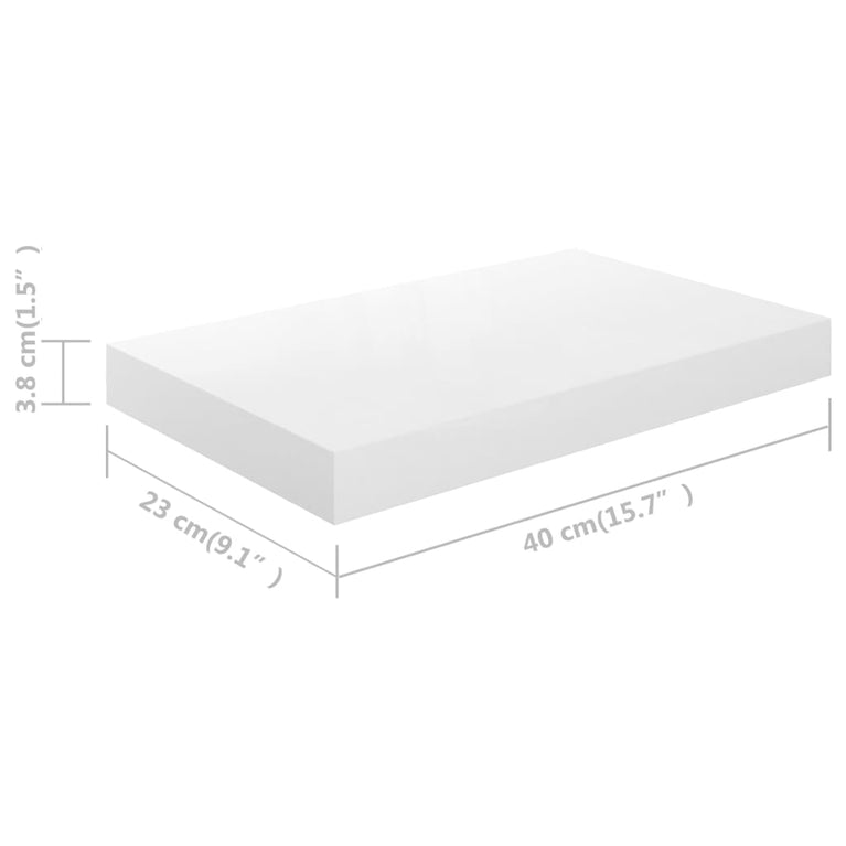 Wandschappen zwevend 4 st 40x23x3,8 cm MDF hoogglans wit MeubelReus