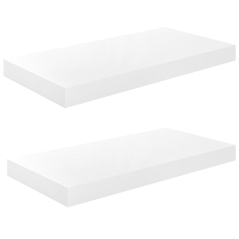 Wandschappen zwevend 2 st 50x23x3,8 cm MDF hoogglans wit MeubelReus