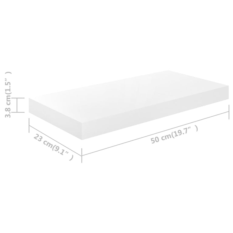 Wandschappen zwevend 4 st 50x23x3,8 cm MDF hoogglans wit MeubelReus