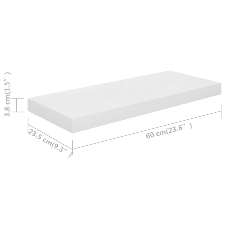 Wandschappen zwevend 4 st 60x23,5x3,8 cm MDF hoogglans wit MeubelReus