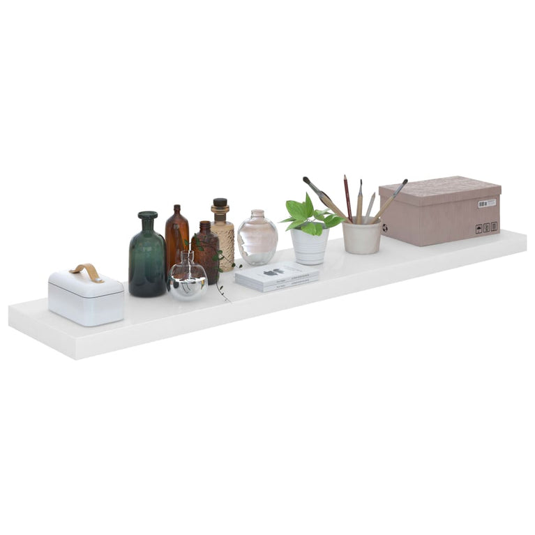 Wandschappen zwevend 4 st 120x23,5x3,8 cm MDF hoogglans wit MeubelReus