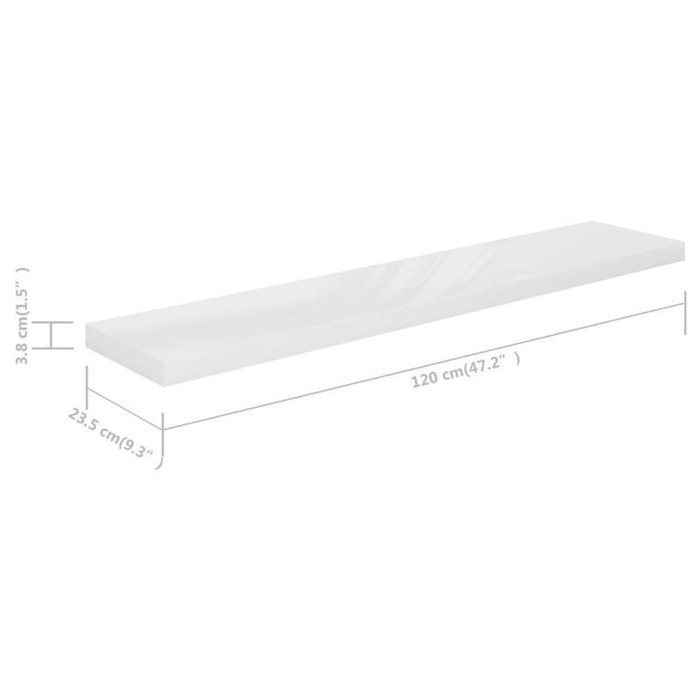 Wandschappen zwevend 4 st 120x23,5x3,8 cm MDF hoogglans wit MeubelReus