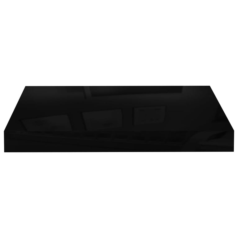 Wandschappen zwevend 4 st 40x23x3,8 cm MDF hoogglans zwart