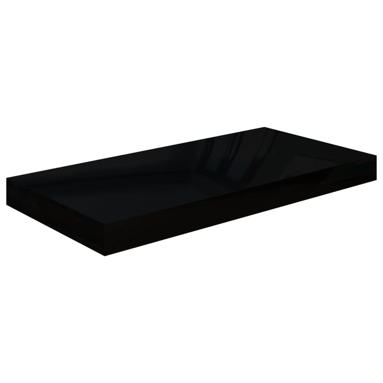 Wandschappen zwevend 4 st 50x23x3,8 cm MDF hoogglans zwart MeubelReus