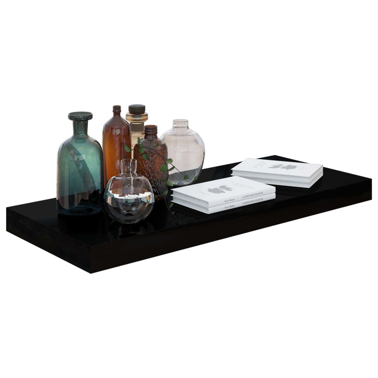 Wandschappen zwevend 4 st 60x23,5x3,8 cm MDF hoogglans zwart MeubelReus
