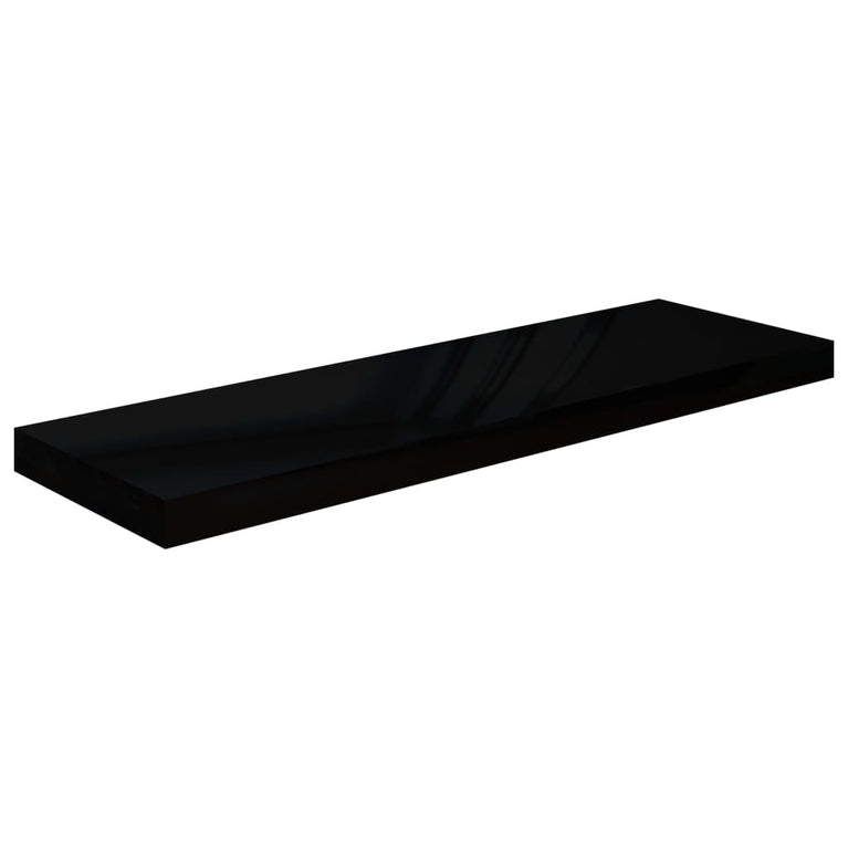 Wandschappen zwevend 2 st 80x23,5x3,8 cm MDF hoogglans zwart MeubelReus