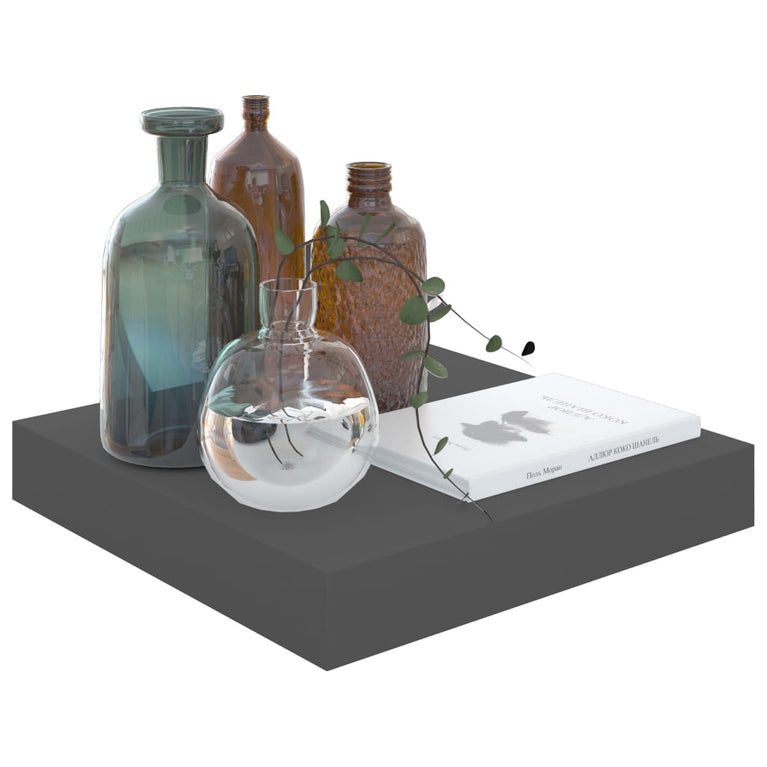 Wandschappen zwevend 4 st 23x23,5x3,8 cm MDF hoogglans grijs MeubelReus