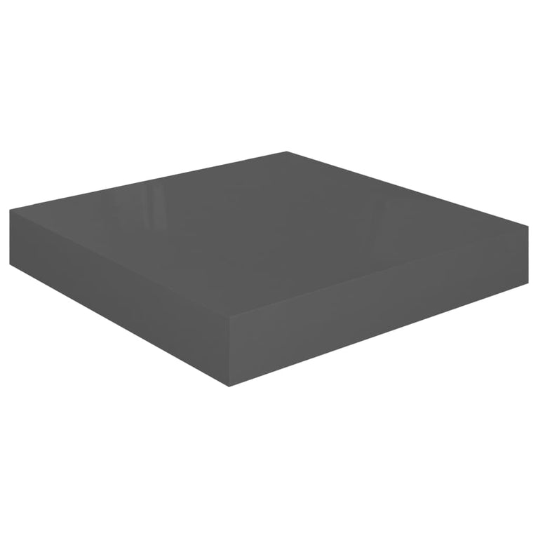 Wandschappen zwevend 4 st 23x23,5x3,8 cm MDF hoogglans grijs MeubelReus
