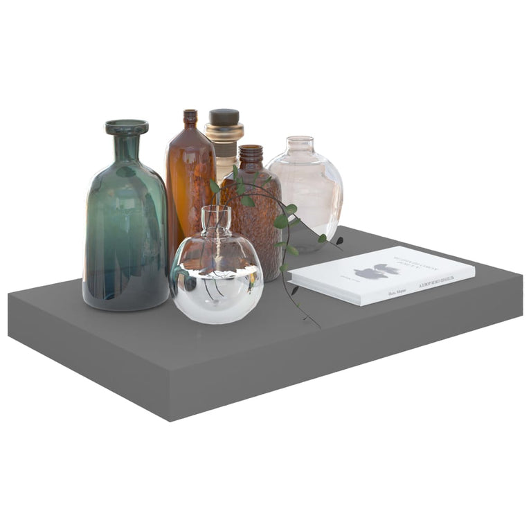 Wandschappen zwevend 4 st 40x23x3,8 cm MDF hoogglans grijs MeubelReus