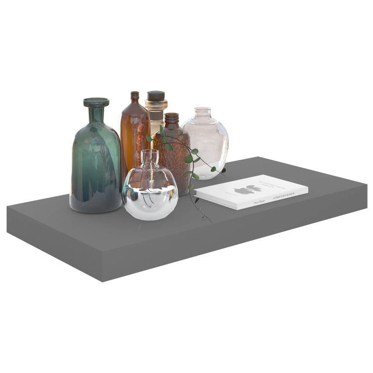 Wandschappen zwevend 4 st 50x23x3,8 cm MDF hoogglans grijs MeubelReus