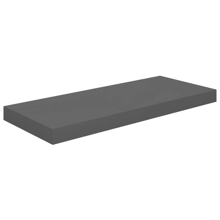 Wandschappen zwevend 2 st 60x23,5x3,8 cm MDF hoogglans grijs MeubelReus
