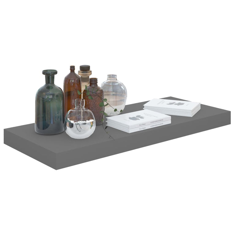 Wandschappen zwevend 4 st 60x23,5x3,8 cm MDF hoogglans grijs MeubelReus