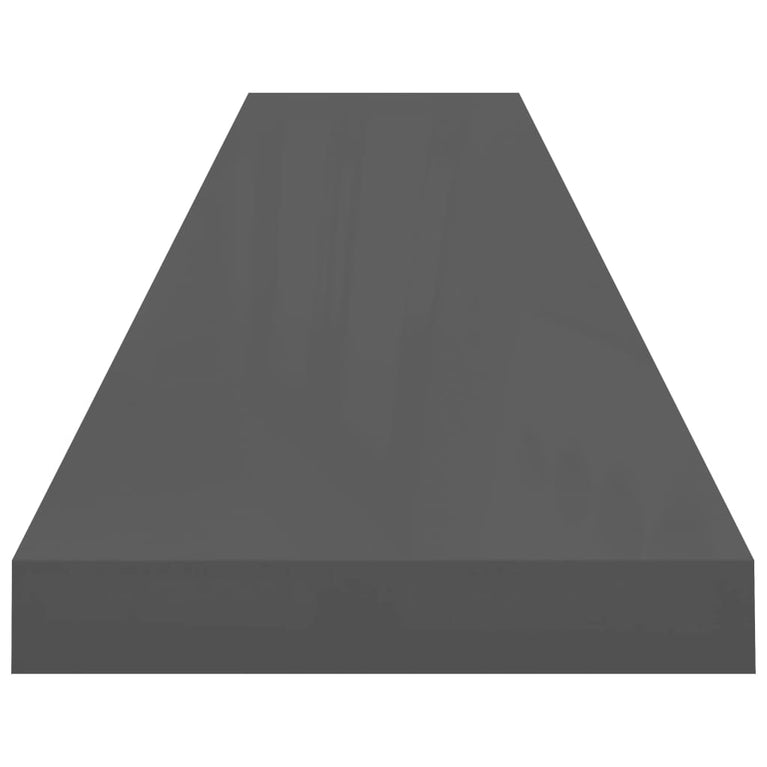 Wandschappen zwevend 2 st 120x23,5x3,8 cm MDF hoogglans grijs MeubelReus