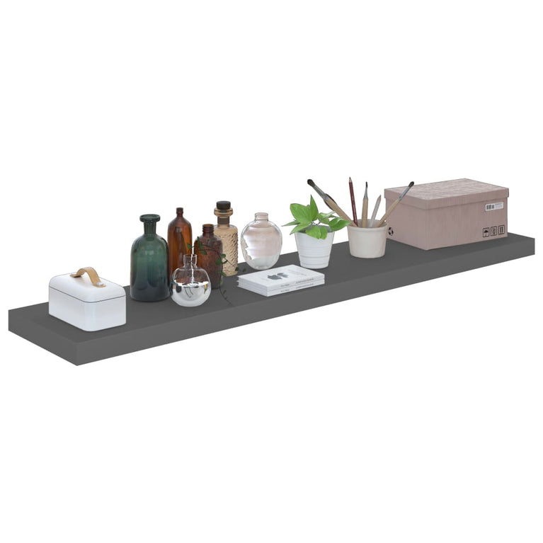 Wandschappen zwevend 4 st 120x23,5x3,8 cm MDF hoogglans grijs MeubelReus