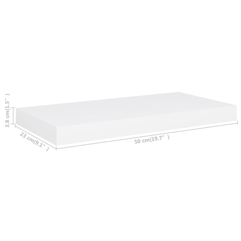 Wandschappen zwevend 2 st 50x23x3,8 cm MDF wit