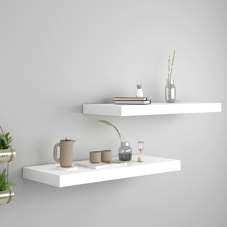 Wandschappen zwevend 2 st 60x23,5x3,8 cm MDF wit MeubelReus