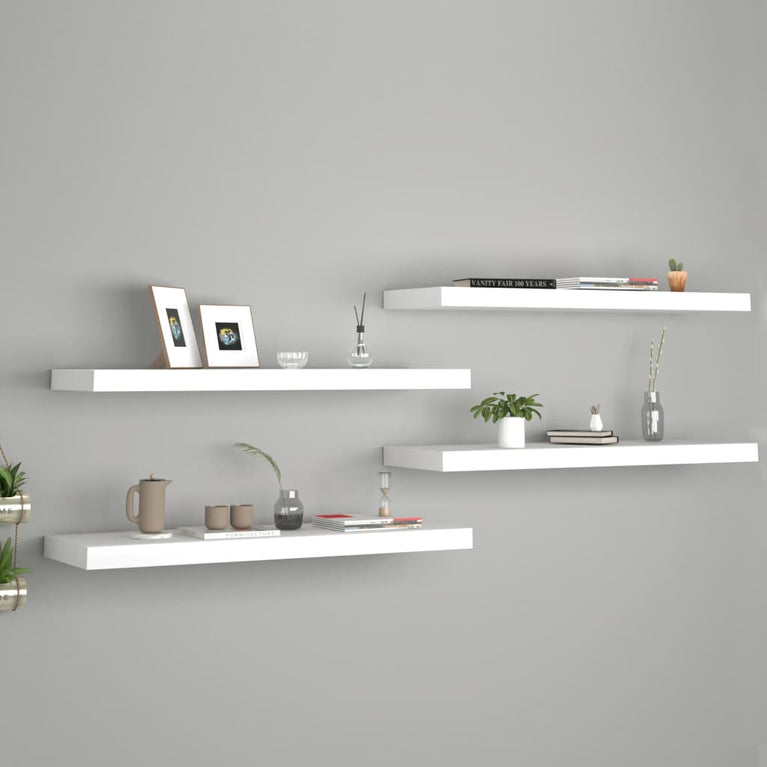 Wandschappen zwevend 4 st 80x23,5x3,8 cm MDF wit MeubelReus