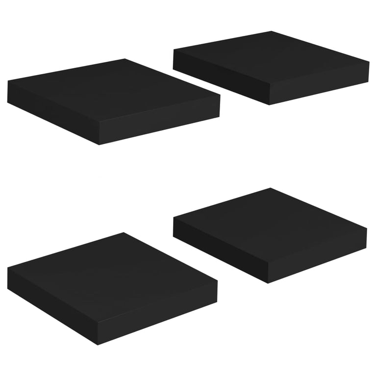 Wandschappen zwevend 4 st 23x23,5x3,8 cm MDF zwart MeubelReus