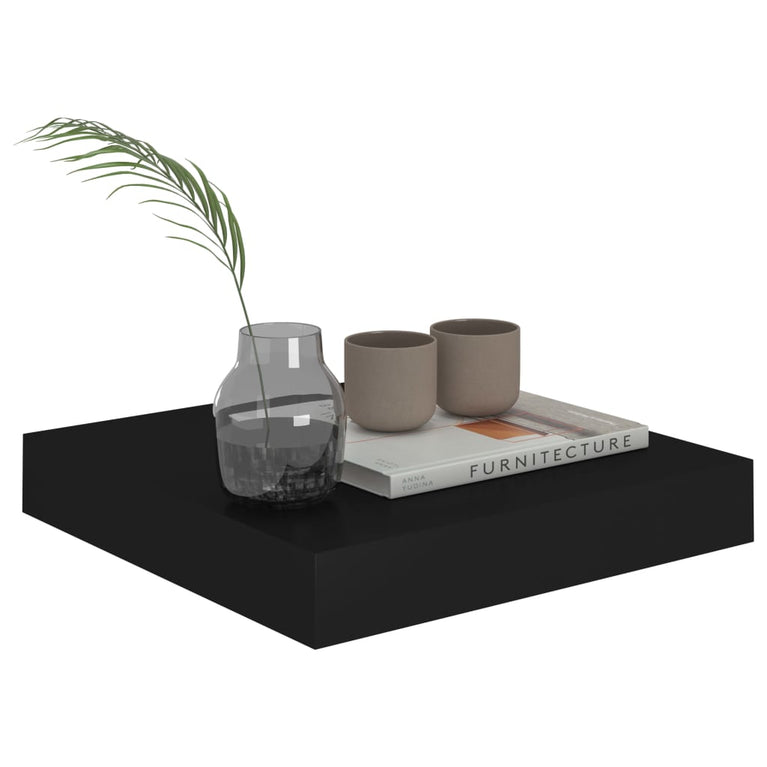Wandschappen zwevend 4 st 23x23,5x3,8 cm MDF zwart MeubelReus