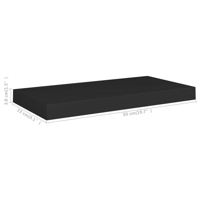Wandschappen zwevend 2 st 50x23x3,8 cm MDF zwart MeubelReus