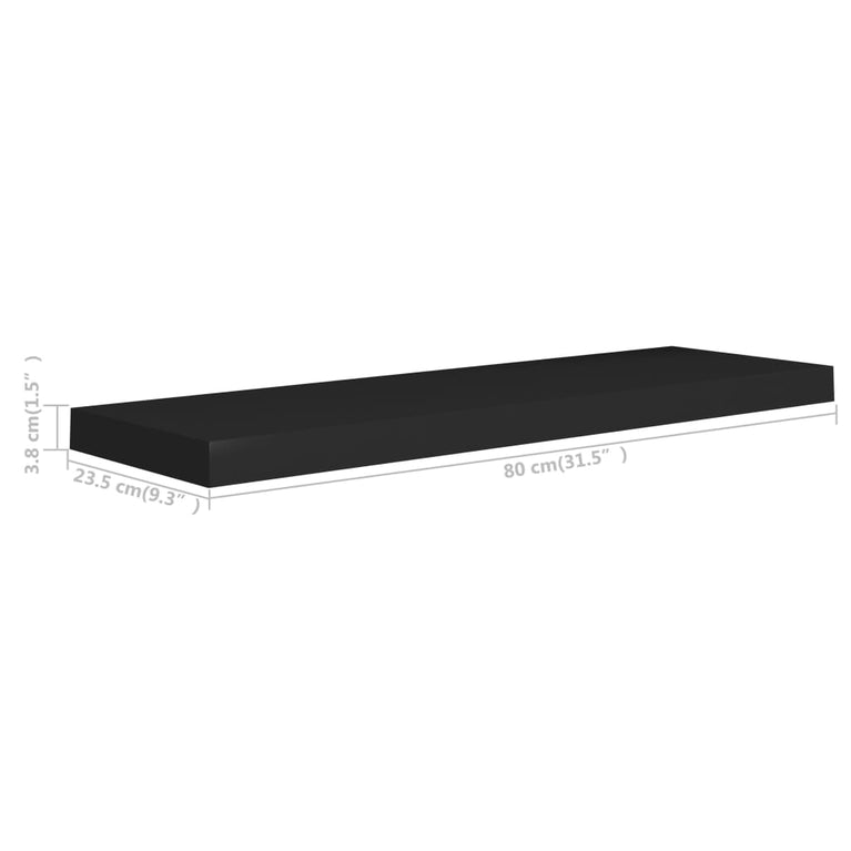 Wandschappen zwevend 4 st 80x23,5x3,8 cm MDF zwart MeubelReus