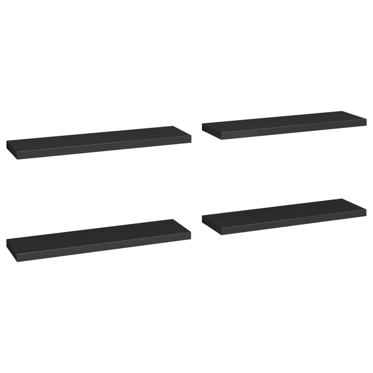Wandschappen zwevend 4 st 90x23,5x3,8 cm MDF zwart MeubelReus
