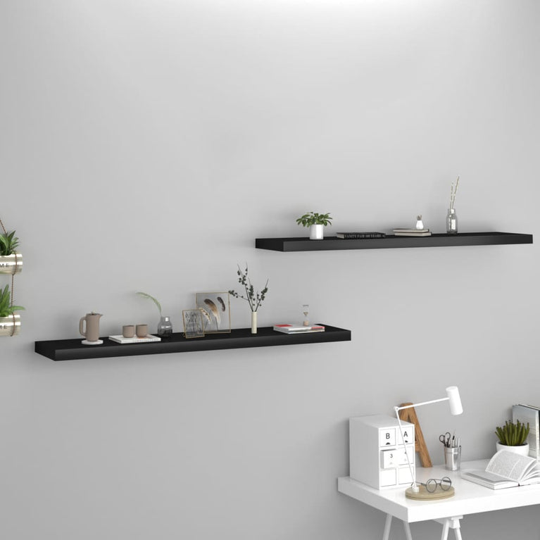 Wandschappen zwevend 2 st 120x23,5x3,8 cm MDF zwart MeubelReus