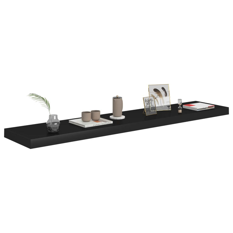 Wandschappen zwevend 4 st 120x23,5x3,8 cm MDF zwart MeubelReus