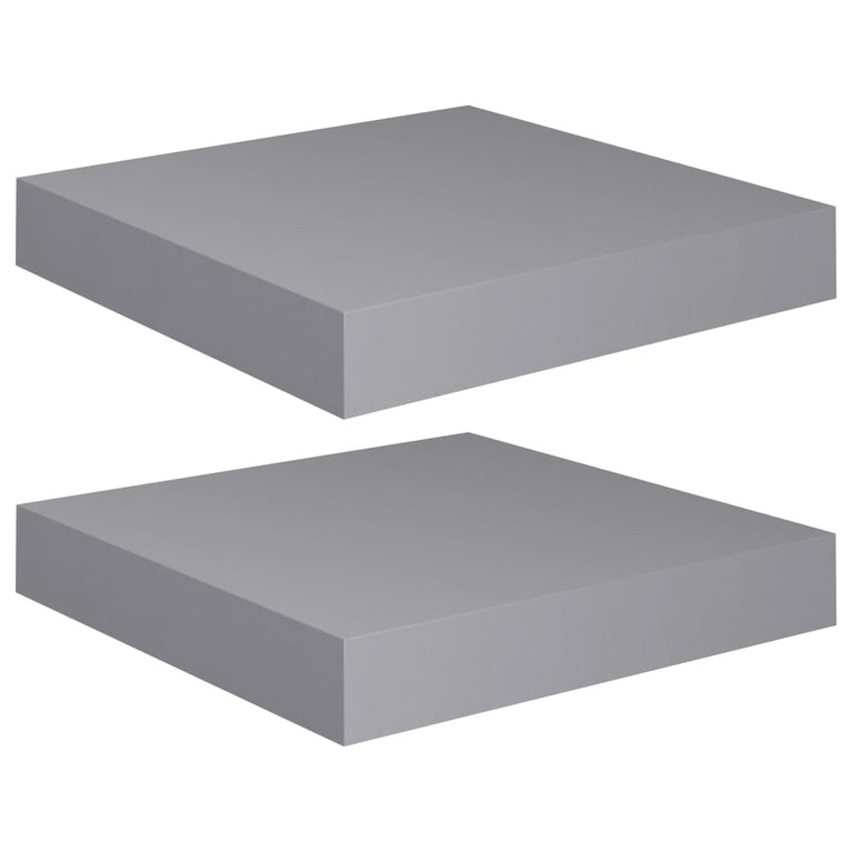 Wandschappen zwevend 2 st 23x23,5x3,8 cm MDF grijs MeubelReus