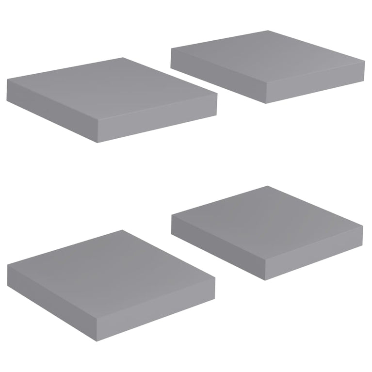 Wandschappen zwevend 4 st 23x23,5x3,8 cm MDF grijs MeubelReus