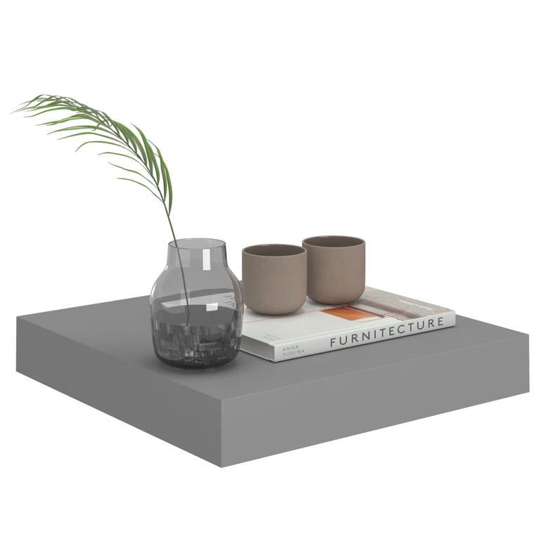 Wandschappen zwevend 4 st 23x23,5x3,8 cm MDF grijs MeubelReus