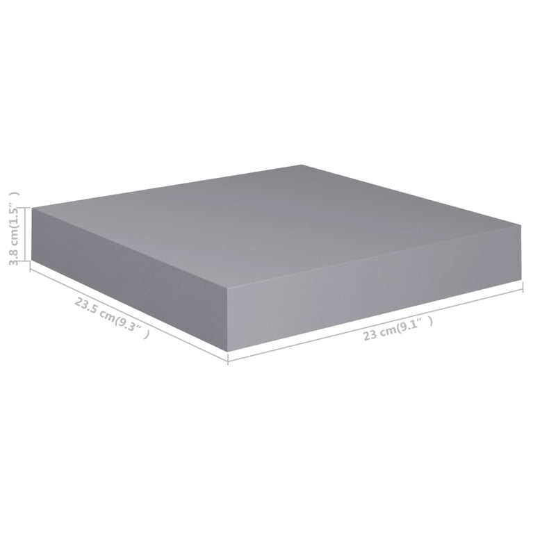 Wandschappen zwevend 4 st 23x23,5x3,8 cm MDF grijs MeubelReus