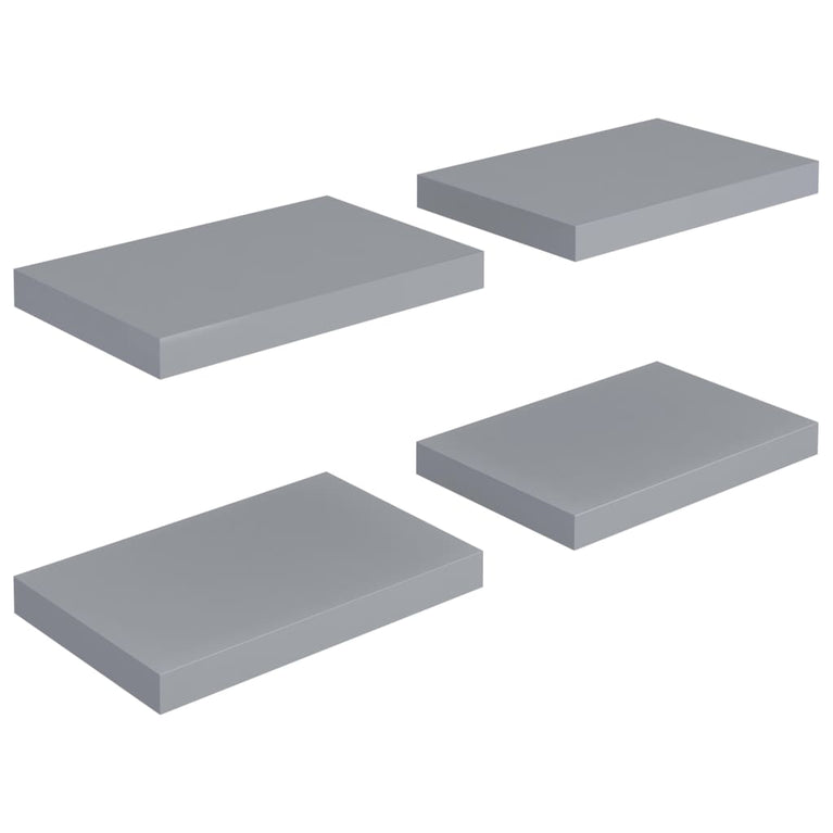 Wandschappen zwevend 4 st 40x23x3,8 cm MDF grijs MeubelReus