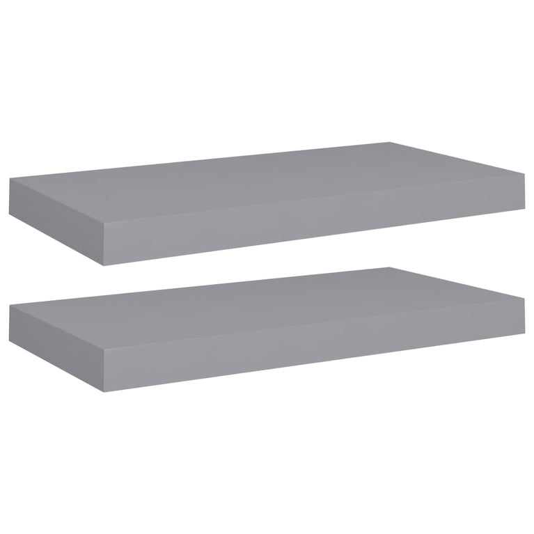 Wandschappen zwevend 2 st 50x23x3,8 cm MDF grijs MeubelReus
