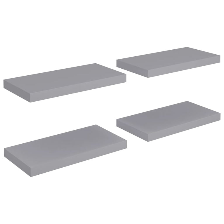 Wandschappen zwevend 4 st 50x23x3,8 cm MDF grijs MeubelReus