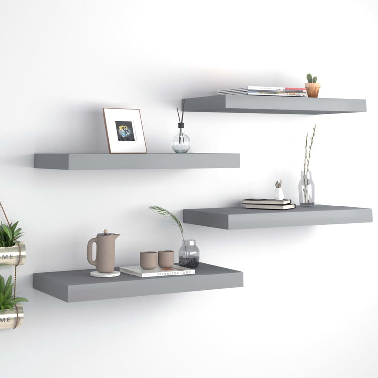 Wandschappen zwevend 4 st 50x23x3,8 cm MDF grijs MeubelReus