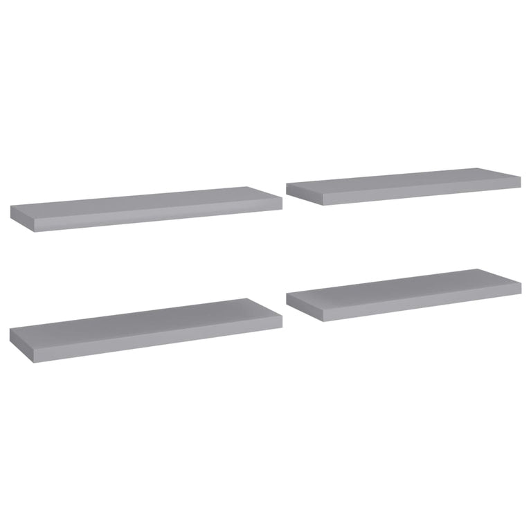 Wandschappen zwevend 4 st 80x23,5x3,8 cm MDF grijs MeubelReus