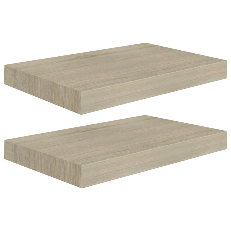 Wandschappen zwevend 2 st 40x23x3,8 cm MDF eikenkleurig MeubelReus