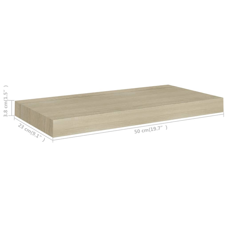 Wandschappen zwevend 2 st 50x23x3,8 cm MDF eikenkleurig MeubelReus