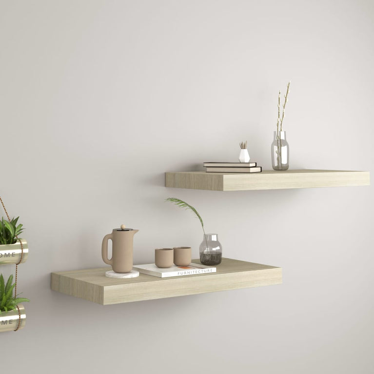 Wandschappen zwevend 2 st 50x23x3,8 cm MDF eikenkleurig MeubelReus