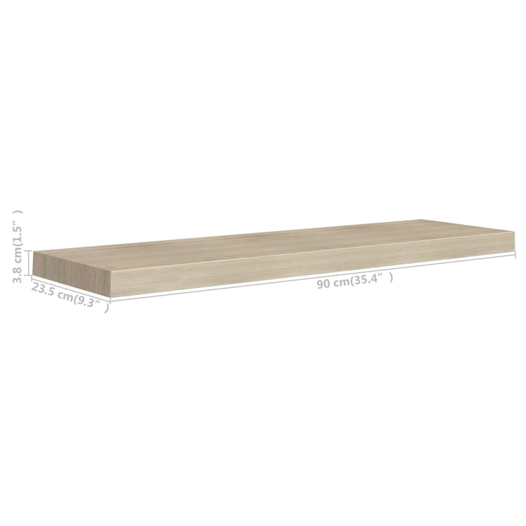 Wandschappen zwevend 4 st 90x23,5x3,8 cm MDF eikenkleurig MeubelReus