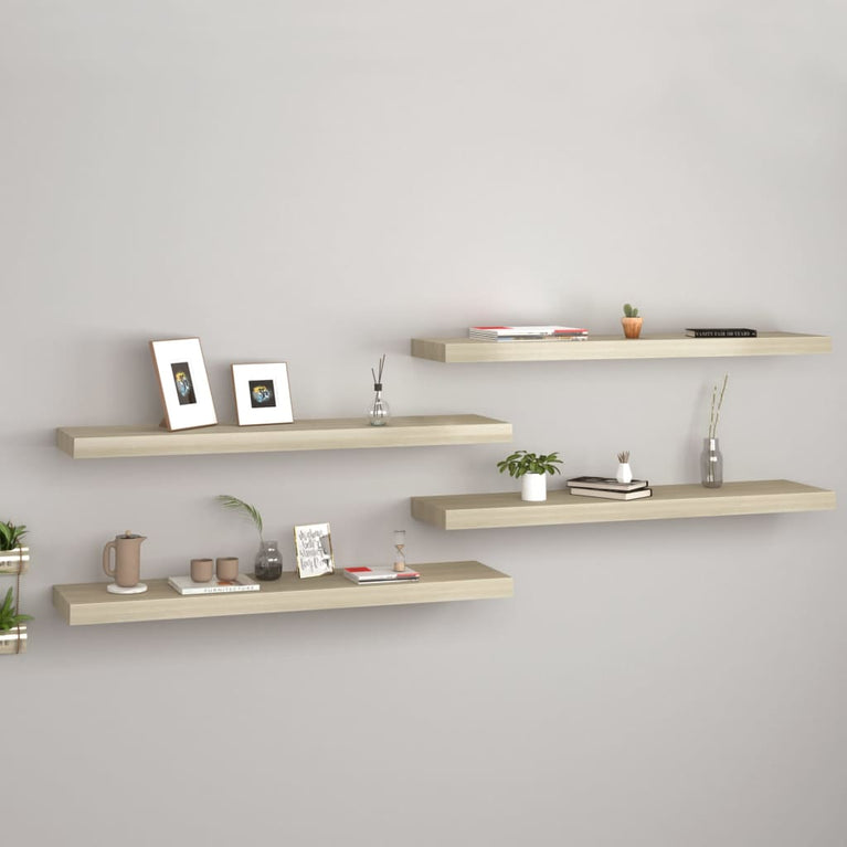 Wandschappen zwevend 4 st 90x23,5x3,8 cm MDF eikenkleurig MeubelReus