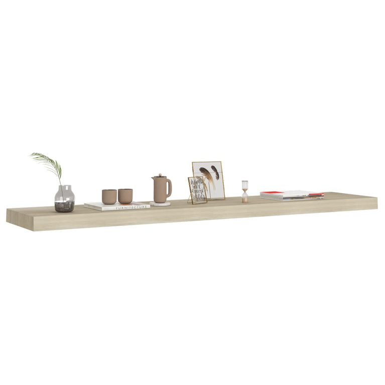Wandschappen zwevend 2 st 120x23,5x3,8 cm MDF eikenkleurig MeubelReus