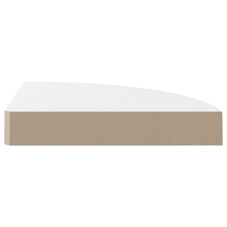 Hoekschappen zwevend 2 st 25x25x3,8 cm MDF hoogglans wit MeubelReus