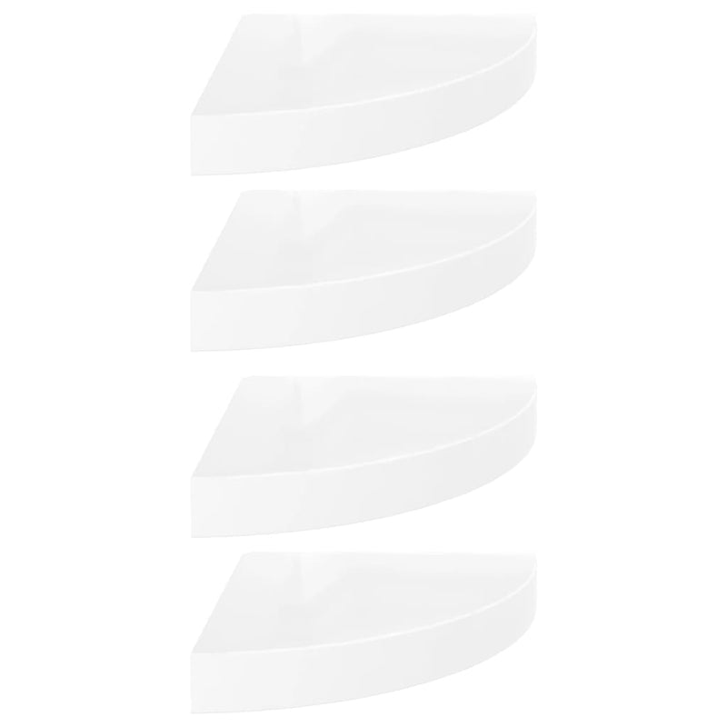 Hoekschappen zwevend 4 st 25x25x3,8 cm MDF hoogglans wit MeubelReus