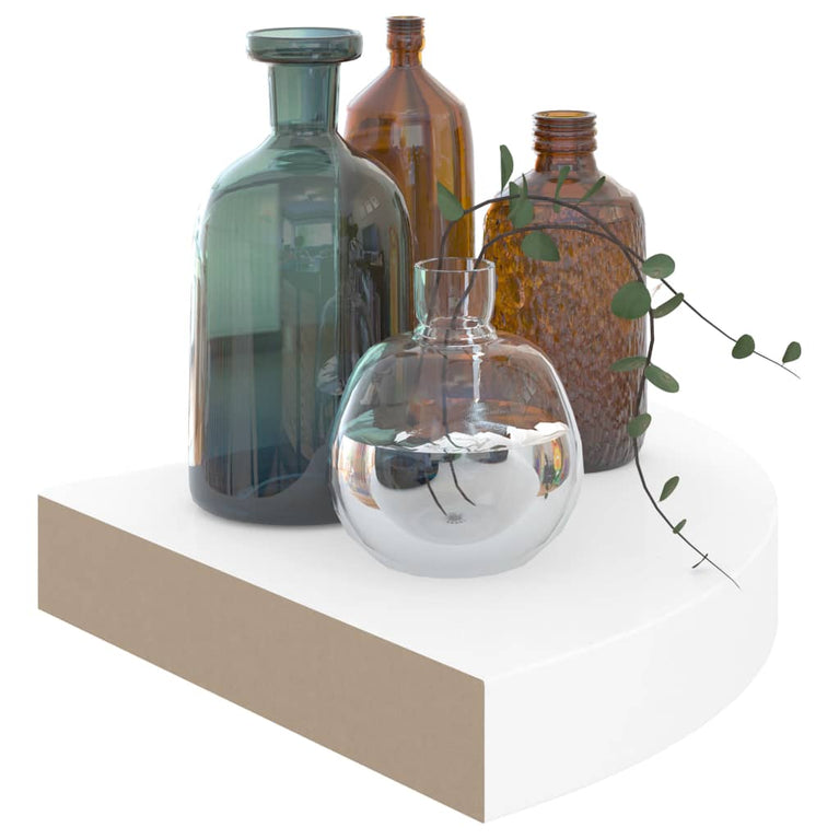 Hoekschappen zwevend 4 st 25x25x3,8 cm MDF hoogglans wit MeubelReus