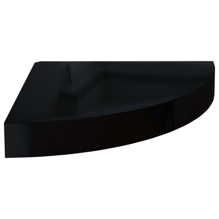 Hoekschap zwevend 25x25x3,8 cm MDF hoogglans zwart MeubelReus